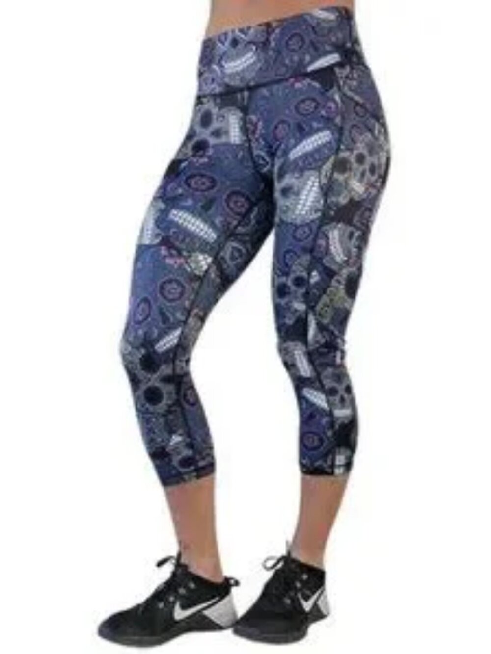 CVG Constantly Varied Gear Midnight Skull Leggings Capri Size Large